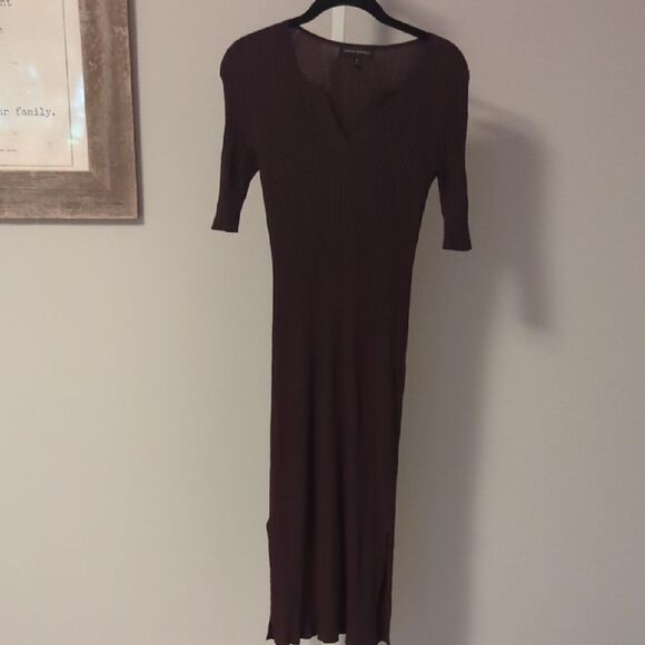 Banana Republic Brown Sheath Dress V-Neck 3/4 Sleeve - Picture 1 of 7